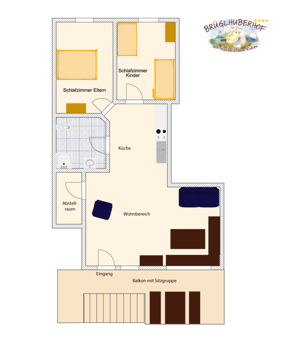 Grundriss Ferienwohnung am Brüglhuberhof, Chiemgau